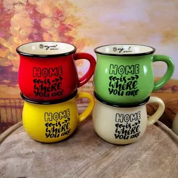 ЧАША КАНЧЕ ПОРЦЕЛАНОВО 240мл  / различни цветове /- ДОМЪТ Е ТАМ, КЪДЕТО СИ