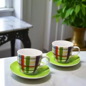 СЕРВИЗ ЗА КАФЕ / 6 ЧАШИ + 6 ЧИНИЙКИ / - УТРИННА СВЕЖЕСТ