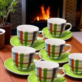СЕРВИЗ ЗА КАФЕ / 6 ЧАШИ + 6 ЧИНИЙКИ / - УТРИННА СВЕЖЕСТ