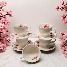 СЕРВИЗ ЗА КАФЕ / 6 чаши +6 чинийки / - МЕЧТАНА ОРХИДЕЯ
