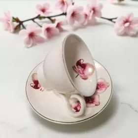 СЕРВИЗ ЗА КАФЕ / 6 чаши +6 чинийки / - МЕЧТАНА ОРХИДЕЯ