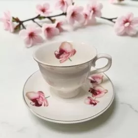 СЕРВИЗ ЗА КАФЕ / 6 чаши +6 чинийки / - МЕЧТАНА ОРХИДЕЯ