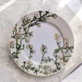 КОМПЛЕКТ ОТ 4 броя ЧИНИИ 20см  ПО КАРТИНА НА ВАН ГОГ - ЦЪФНАЛИ БАДЕМИ бял фон