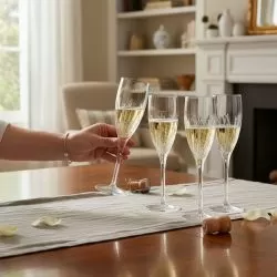 КРИСТАЛНИ ЧАШИ ЗА ШАМПАНСКО / ПРОСЕКО 6броя 200мл - КРИСТАЛНИ РЕЛЕФИ