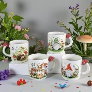 ПОРЦЕЛАНОВА ЧАША С ДРЪЖКА ГЪБКА - ПРОЛЕТНИ УСМИВКИ