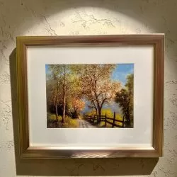 КАРТИНА В РАМКА С ПАСПАРТУ 37см*30см - МЕТАЛНИ ОТБЛЯСЪЦИ 