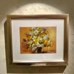 КАРТИНА В РАМКА С ПАСПАРТУ 37см*30см - МЕТАЛНИ ОТБЛЯСЪЦИ 