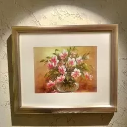 КАРТИНА В РАМКА С ПАСПАРТУ 37см*30см - МЕТАЛНИ ОТБЛЯСЪЦИ 