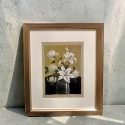 КАРТИНА В РАМКА С ПАСПАРТУ 37см*30см - МЕТАЛНИ ОТБЛЯСЪЦИ 