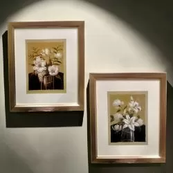 КОМПЛЕКТ ОТ 2 броя КАРТИНИ С РАМКА - МЕТАЛНИ ОТБЛЯСЪЦИ 