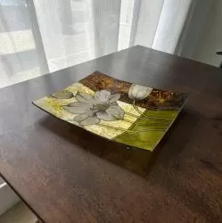 СТЪКЛЕНО ЦВЕТНО ПЛАТО 30см - КАМЕННОТО ЦВЕТЕ