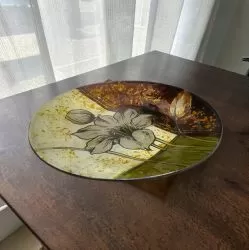 СТЪКЛЕНО ЦВЕТНО ПЛАТО 30см - КАМЕННОТО ЦВЕТЕ