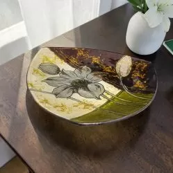 СТЪКЛЕНО ЦВЕТНО ПЛАТО 20см - КАМЕННОТО ЦВЕТЕ