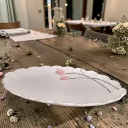 ПЛАТО ЕЛИПСА 37см - СЪВЪРШЕНСТВО В РОЗОВИ ЛИСТЕНЦА