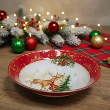 СТЪКЛЕНА КОЛЕДНА ЧИНИЯ 25см - РУДОЛФ В ЧЕРВЕНА ПРЕМЯНА