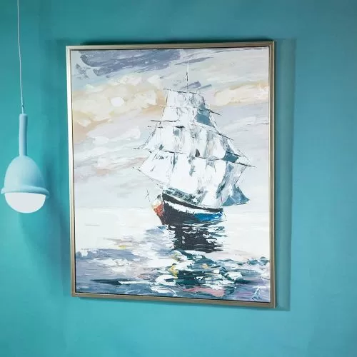КАРТИНА С КОРАБ В РАМКА 60см*50см - СВОБОДА В ПЛАТНАТА