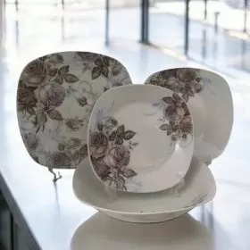 ПОРЦЕЛАНОВ СЕРВИЗ ЗА ХРАНА 19 ЧАСТИ -  ОПУШЕНИ ЛИЛАВИ РОЗИ