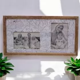 ДЪРВЕН ФОТОКОЛАЖ ЗА 2броя СНИМКИ - СВЕТЪТ И НИЕ