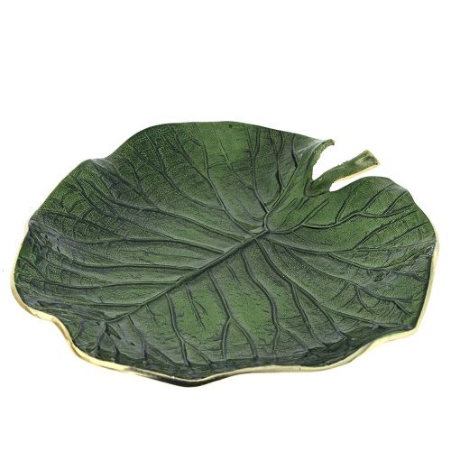 Декоративно плато - листо в тъмно зелено 21х22 см