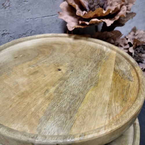 Дървено плато на столче от инокс 25 см 