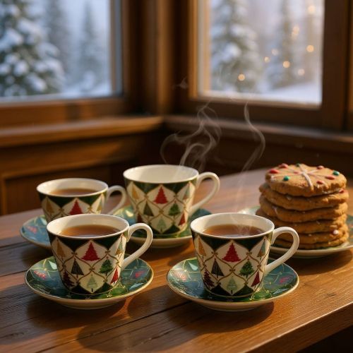 КОЛЕДЕН СЕРВИЗ ЗА КАФЕ /6 чаши и 6 чинийки / - ЕЛХА В ЧУДНА ПРЕМЯНА