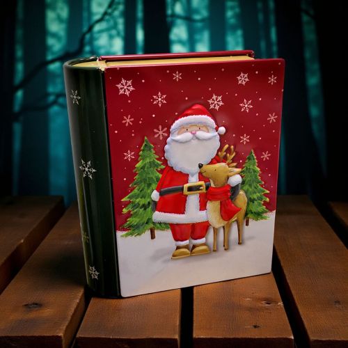 КОЛЕДНА МЕТАЛНА КУТИЙКА КНИГА С ДЕКОР /различни дизайни /- НЕОЧАКВАНА ИЗНЕНАДА 