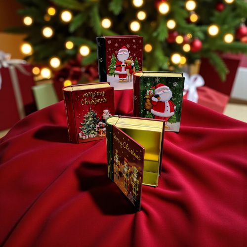 КОЛЕДНА МЕТАЛНА КУТИЙКА КНИГА С ДЕКОР /различни дизайни /- НЕОЧАКВАНА ИЗНЕНАДА 
