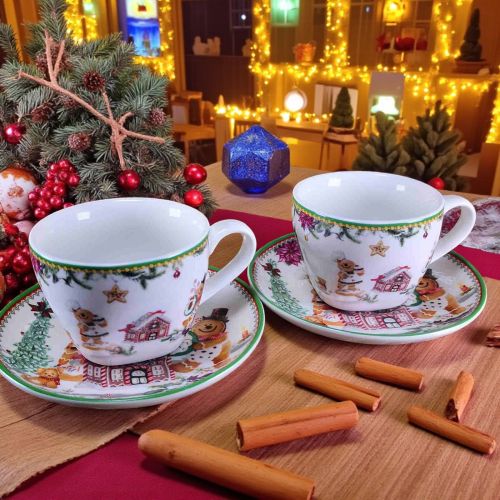 КОМПЛЕКТ ЗА ДВАМА КОЛЕДНИ ЧАШИ /2ЧАШИ+ 2ЧИНИЙКИ/ - КАНЕЛЕНА СЛАДОСТ