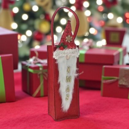 КОЛЕДНА ТОРБИЧКА ЗА ВИНО ОТ ФИЛЦ С 3D ДЕКОРАЦИЯ - БЕЛОБРАДИЯ СТАРЕЦ