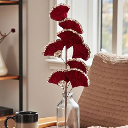 ЧЕРВЕНА КЛОНКА ГИНКОБИЛОБА С БРОКАТ 65СМ