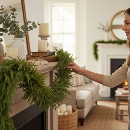 КОЛЕДЕН ГИРЛЯНД ОТ ЕЛХОВИ КЛОНКИ 180см / реален допир / - КОЛЕДНА ГОРА