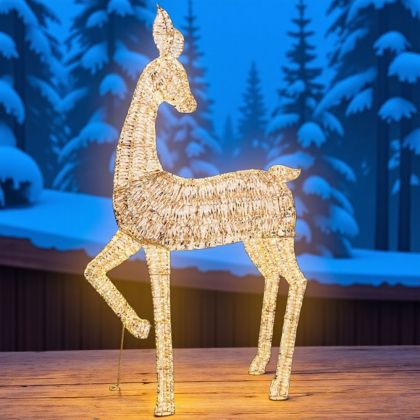 СВЕТЕЩА ЗЛАТНА СЪРНА ЗА ЕКСТЕРИОР 230СМ - СВЕТЛИНКИ ПОД ОТКРИТО НЕБЕ