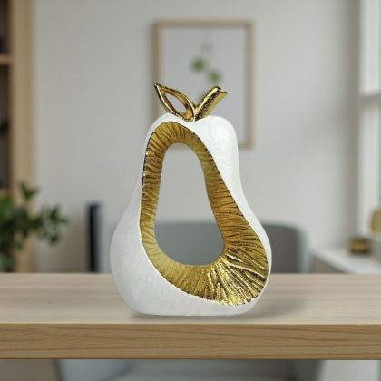 ДЕКОРАЦИЯ СТИЛИЗИРАНА КРУША 25см - ИЗКУСТВО В БЯЛО И ЗЛАТО