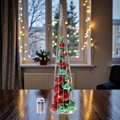 КОЛЕДНА ЕЛХА / КОНУС СЪС СВЕТЛИНКИ 50см