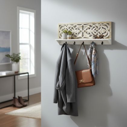 ЗАКАЧАЛКА С РАФТ И ПАНО ОТ ДАНТЕЛА - ИЗКУСТВО ОТ ДЪРВО