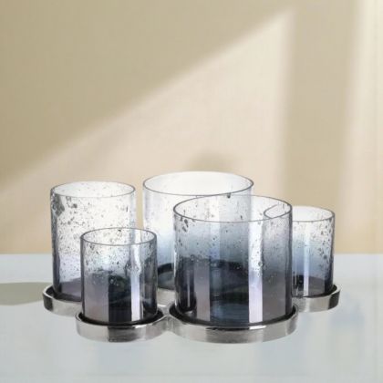 Свещник в синьо и сребристо