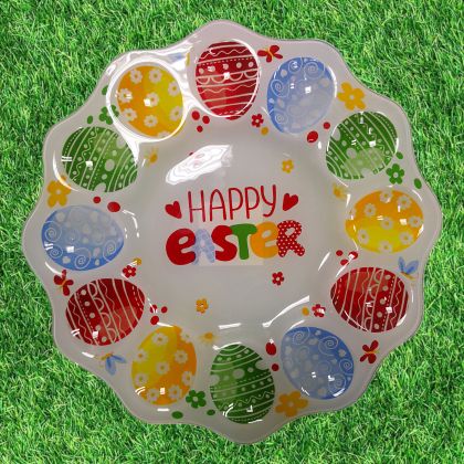 ВЕЛИКДЕНСКА СТЪКЛЕНА ЧИНИЯ С 12 броя ГНЕЗДА ЗА ЯЙЦА - ПЪСТЪР ВЕЛИКДЕН