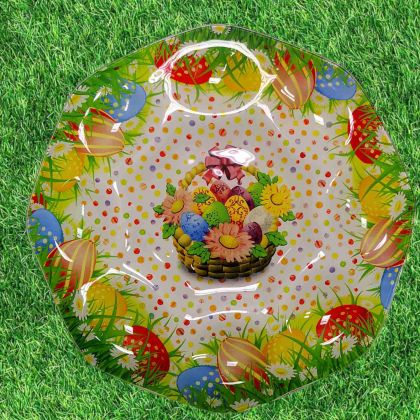 ВЕЛИКДЕНСКА СТЪКЛЕНА ЧИНИЯ С 8 броя ГНЕЗДА ЗА ЯЙЦА - ПЪСТЪР ВЕЛИКДЕН