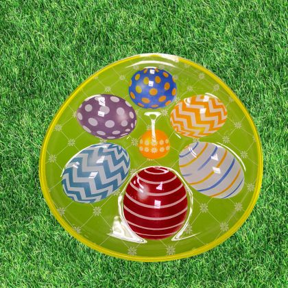 ВЕЛИКДЕНСКА СТЪКЛЕНА ЧИНИЯ С 6 броя ГНЕЗДА ЗА ЯЙЦА - ПЪСТЪР ВЕЛИКДЕН