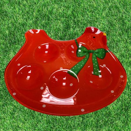 ВЕЛИКДЕНСКА СТЪКЛЕНА ЧИНИЯ КОКОШКА С 5 броя ГНЕЗДА ЗА ЯЙЦА - ПЪСТЪР ВЕЛИКДЕН