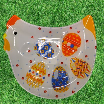 ВЕЛИКДЕНСКА СТЪКЛЕНА ЧИНИЯ КОКОШКА С 5 броя ГНЕЗДА ЗА ЯЙЦА - ПЪСТЪР ВЕЛИКДЕН