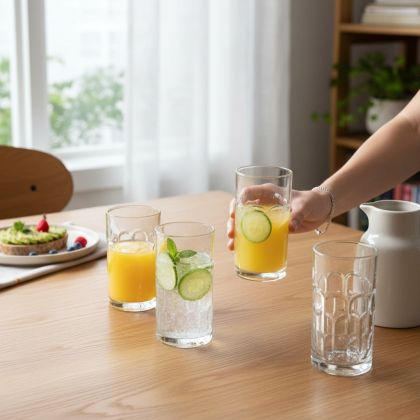 ЧАШИ ЗА ВОДА / БЕЗАЛКОХОЛНО КОМПЛЕКТ ОТ 4 броя - АРКИ ОТ СТЪКЛО