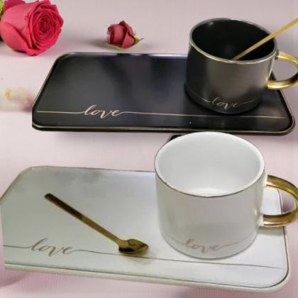 ЕДИНИЧЕН КОМПЛЕКТ ЗА КАФЕ - ЧЕРНО-БЯЛА  СТРАСТ