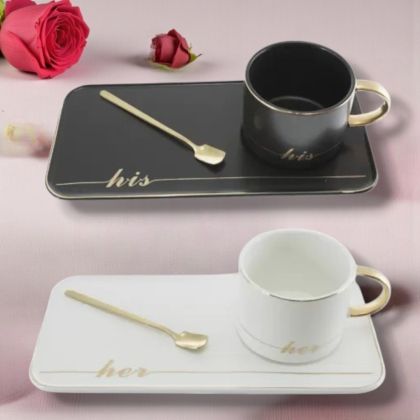 ЕДИНИЧЕН КОМПЛЕКТ ЗА КАФЕ - ЧЕРНО-БЯЛА  СТРАСТ