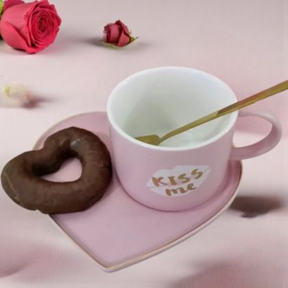 ЧАША С ЧИНИЙКА И ЛЪЖИЦА - СЪРЦЕ ЗА ЛЮБОВ