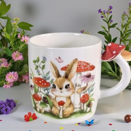 ПОРЦЕЛАНОВА ЧАША С ДРЪЖКА ГЪБКА - ПРОЛЕТНИ УСМИВКИ