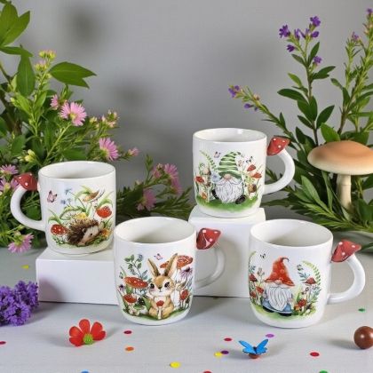 ПОРЦЕЛАНОВА ЧАША С ДРЪЖКА ГЪБКА - ПРОЛЕТНИ УСМИВКИ