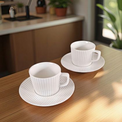 СЕРВИЗ ЗА КАФЕ  2 чаши + 2 чинийки - ПЕРЛЕН БЛЯСЪК