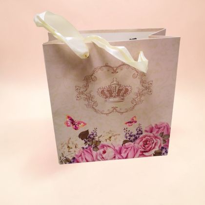 ПОДАРЪЧНА ТОРБИЧКА 23см*18см / 4 варианта / - КОРОНА И ЦВЕТЯ