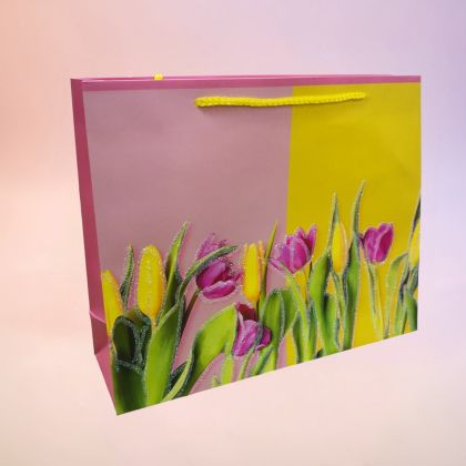 ПОДАРЪЧНА ТОРБИЧКА 14см*15см / 4 варианта / - ПРОЛЕТНИ ЦВЕТЯ